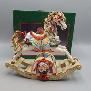 Vintage Ames Christmas Rocking Horse Figurine Music Box